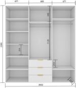 ФИЕСТА, шкаф, 6 дверей и 3 ящика, 200х220х50 см, белый/белый софт