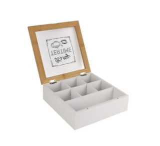 БАМБУК, бокс для хранения чая, 20х20 см, белый