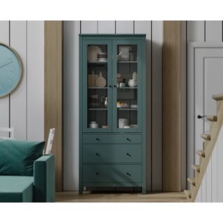 САГА, шкаф-витрина, 91х42х215 см, бирюзовый, М3