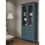 САГА, шкаф-витрина, 91х42х215 см, бирюзовый, М3