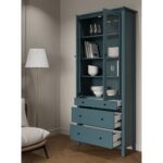 САГА, шкаф-витрина, 91х42х215 см, бирюзовый, М3