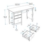 САГА, стол письменный, 3 ящика, 120х56 см, бирюзовый