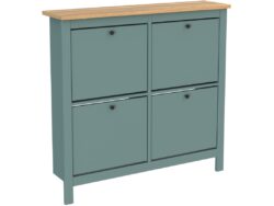 САГА, тумба для обуви, 4 двери, 113х108 см, бирюзовый/ясень