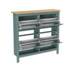 САГА, тумба для обуви, 4 двери, 113х108 см, бирюзовый/ясень