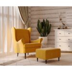 КИРКАС/ВАЛО, пуф/табурет для ног, рогожка, желто-оранжевый