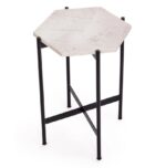 ФЕНДИ, столик с мраморной столешницей, 38х38х53 см, черный/белый