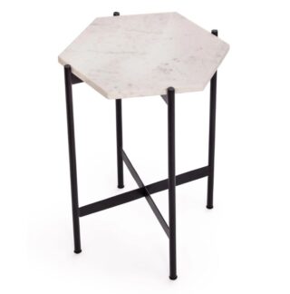 ФЕНДИ, столик с мраморной столешницей, 38х38х53 см, черный/белый