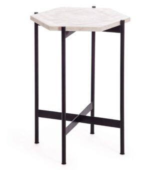 ФЕНДИ, столик с мраморной столешницей, 38х38х53 см, черный/белый