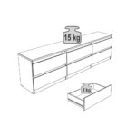 КАСТОР, тумба, 6 ящиков, 195х40х54 см, серый, М2