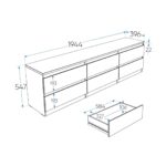 КАСТОР, тумба, 6 ящиков, 195х40х54 см, серый, М2