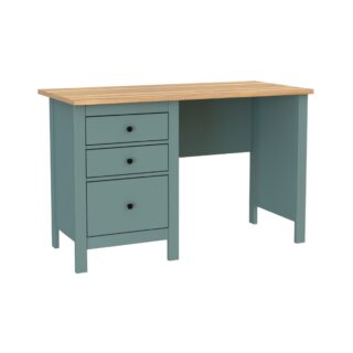 САГА, стол письменный, 3 ящика, 120х56 см, бирюзовый/ясень