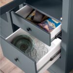 САГА, шкаф-витрина, 50х215 см, бирюзовый/ясень, М2