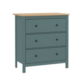 САГА, комод, 3 ящика, 92х101 см, бирюзовый/ясень, М2