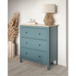 САГА, комод, 3 ящика, 92х101 см, бирюзовый/ясень, М2