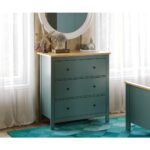 САГА, комод, 3 ящика, 92х101 см, бирюзовый/ясень, М2