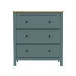САГА, комод, 3 ящика, 92х101 см, бирюзовый/ясень, М2