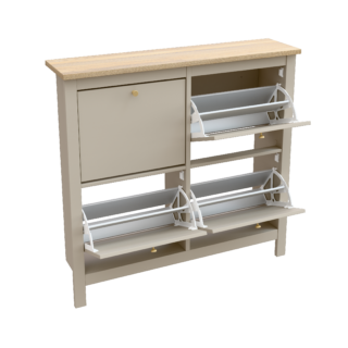 САГА, тумба для обуви, 4 двери, 113х108 см, кашемир/ясень