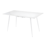 ВАВИЛОН, раздвижной стол, 140/180х80см, белый жемчуг стекло, опоры белые