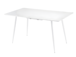 ВАВИЛОН, раздвижной стол, 140/180х80см, белый жемчуг стекло, опоры белые