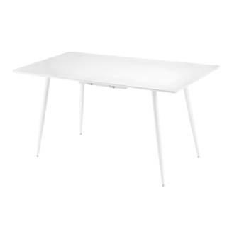 ВАВИЛОН, раздвижной стол, 140/180х80см, белый жемчуг стекло, опоры белые