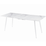 ВАВИЛОН, раздвижной стол, 140/180х80см, белый жемчуг стекло, опоры белые