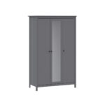 САГА, шкаф платяной 3-дверный, с зеркалом, 132х64х215 см, серый