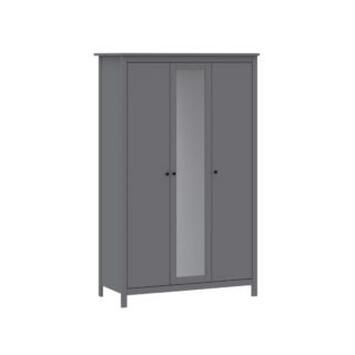 САГА, шкаф платяной 3-дверный, с зеркалом, 132х64х215 см, серый