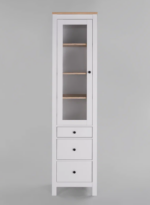 САГА, шкаф-витрина, 50х215 см, белый/ясень, М2