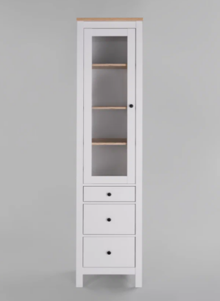 САГА, шкаф-витрина, 50х215 см, белый/ясень, М2
