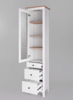 САГА, шкаф-витрина, 50х215 см, белый/ясень, М2