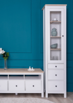 САГА, шкаф-витрина, 50х215 см, белый/ясень, М2