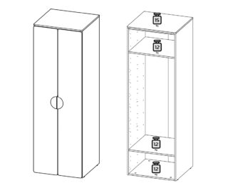 ПИКСИ, шкаф с 2 дверьми, 60x57x180, персиковый