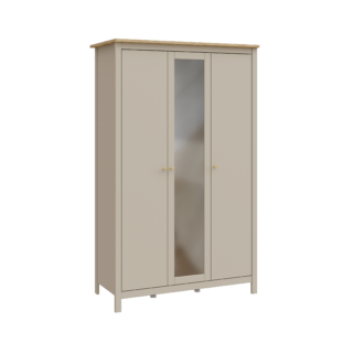 САГА, шкаф платяной 3-дверный, с зеркалом, 132х64х215 см, кашемир/ясень