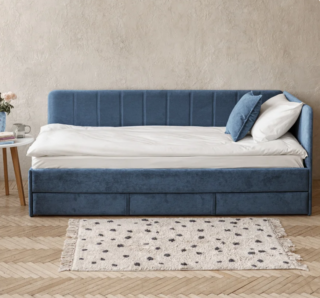 КОЛИНС, односпальная кровать, выдвижные ящики, 90х200 см, синий