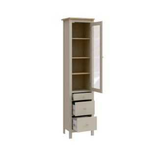 САГА, шкаф-витрина, 50х215 см, кашемир/ясень