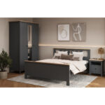 САГА, шкаф платяной 3-дверный, с зеркалом, 132х64х215 см, серый/ясень