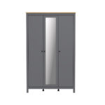 САГА, шкаф платяной 3-дверный, с зеркалом, 132х64х215 см, серый/ясень