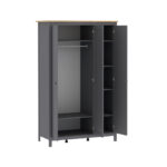 САГА, шкаф платяной 3-дверный, с зеркалом, 132х64х215 см, серый/ясень