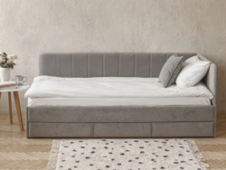 КОЛИНС, односпальная кровать, выдвижные ящики, 90х200 см, серый