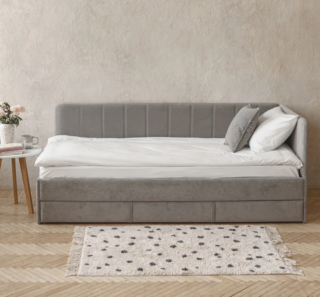 КОЛИНС, односпальная кровать, выдвижные ящики, 90х200 см, серый