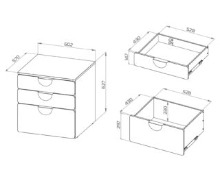 ПИКСИ, комод 3 ящика, 60x57x60 см, серо-синий