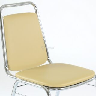 ОФИС S-4, стул для посетителей, стопируемый, экокожа, хром/бежевый