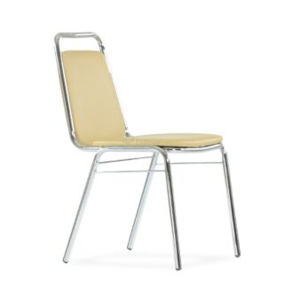ОФИС S-4, стул для посетителей, стопируемый, экокожа, хром/бежевый