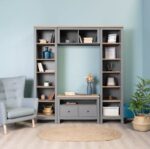 САГА, полка навесная, 2 секции, 91х62 см, серый/ясень