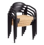 МИДГАРД, полукресло из массива вяза с плетеным сиденьем, черный/натуральный