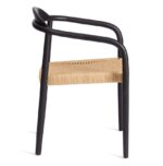 МИДГАРД, полукресло из массива вяза с плетеным сиденьем, черный/натуральный