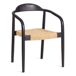 МИДГАРД, полукресло из массива вяза с плетеным сиденьем, черный/натуральный