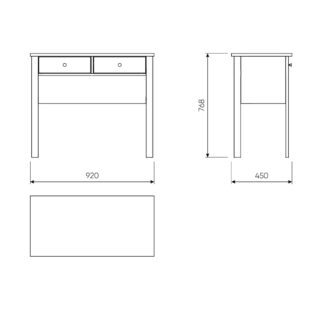 САГА, стол туалетный, 2 ящика, 92х45 см, бирюзовый