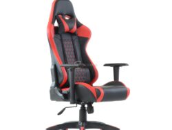 ГЕЙМ K-53, кресло игровое, черная кожа/красные вставки, газлифт