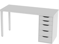 ИНГАР, стол письменный с тумбой, 140х55см, белый, М3